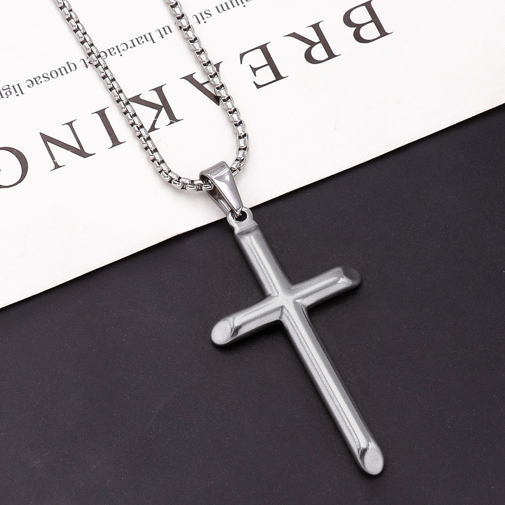 Planderful Everyday Genie Stainless Steel Cross Pendant Necklace For Men Hip Hop Trendy Durable Bold