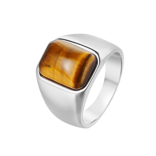 Tiger Eye Ring Titanium Steel Unisex Jewelry For Men And Women Bold Protection Statement Planderful