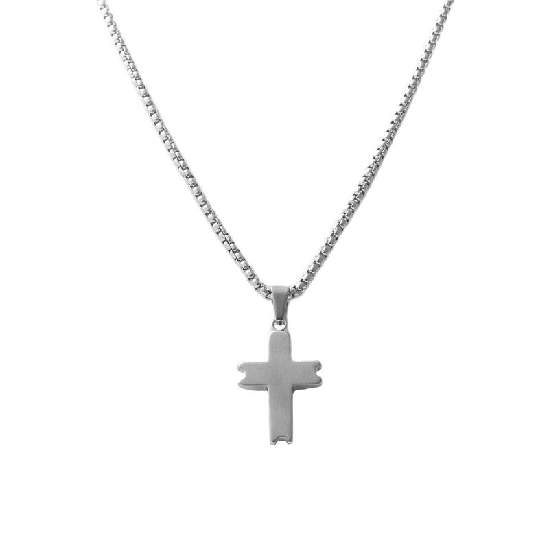 Personalized Retro Titanium Steel Cross Pendant Necklace for Men - Trendy Stainless Steel Design