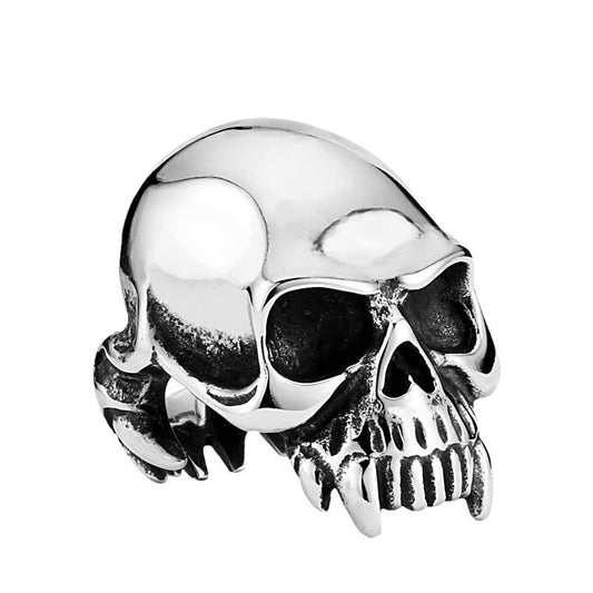 Titanium Steel Skull Ring for Men - Retro Dominant Design in Stainless Steel, Sizes 7-13