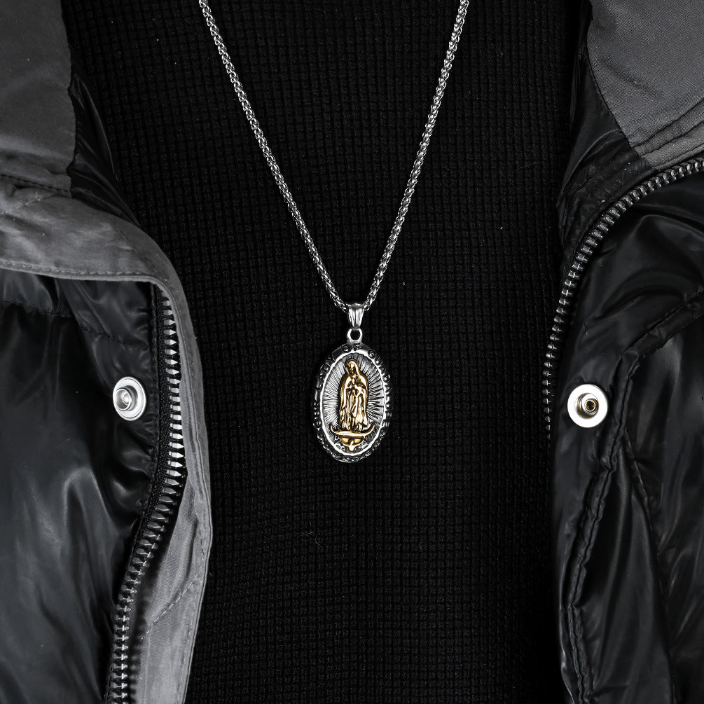 European And American Retro Virgin Mary Necklace For Men