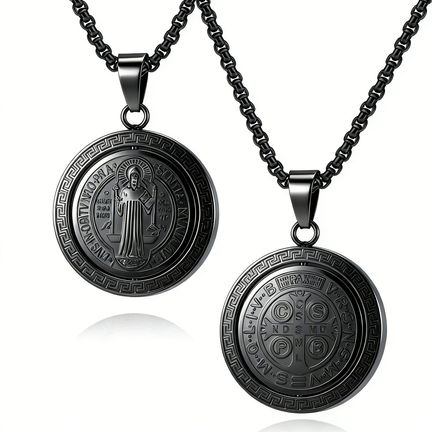 Steel Necklace – Statement Men's Saint Benedict Pendant