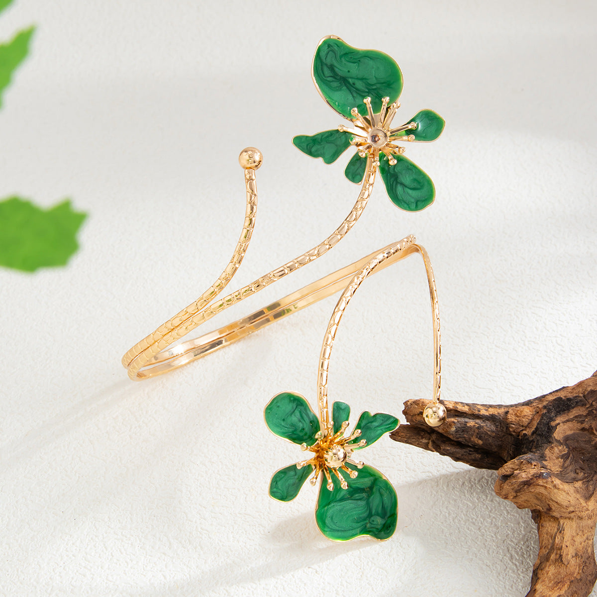 Planderful Vienna Verve Dripping Flower Open Arm Bracelet Adjustable Exotic Petal Winding Jewelry For Women