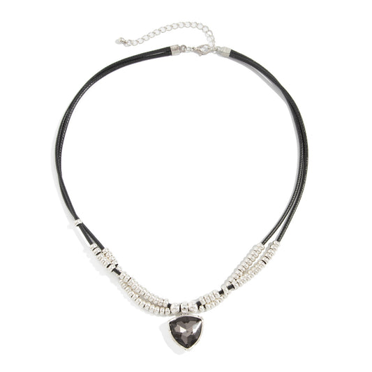 Geometric Gemstone-Style Beaded Necklace