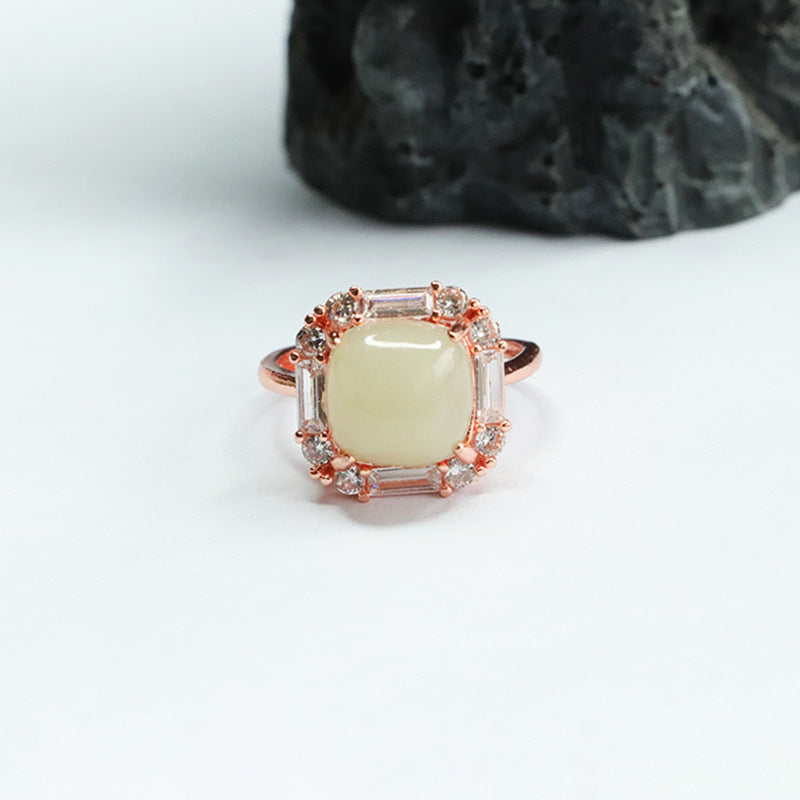 Hetian Jade Sugar-Cube Ring