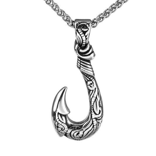 European And American Retro Men's Jewelry Fish Hook Necklace