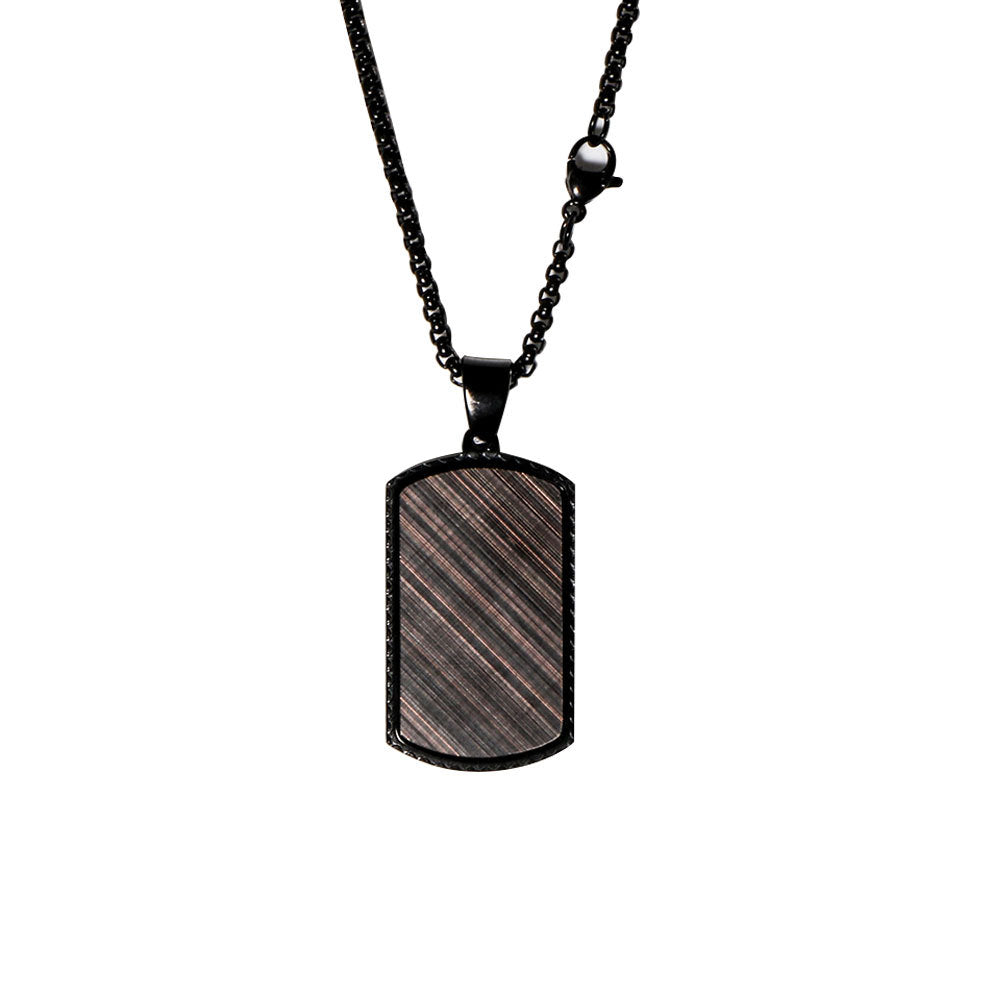 Men's Square Pendant Necklace Black Veneer Titanium Steel