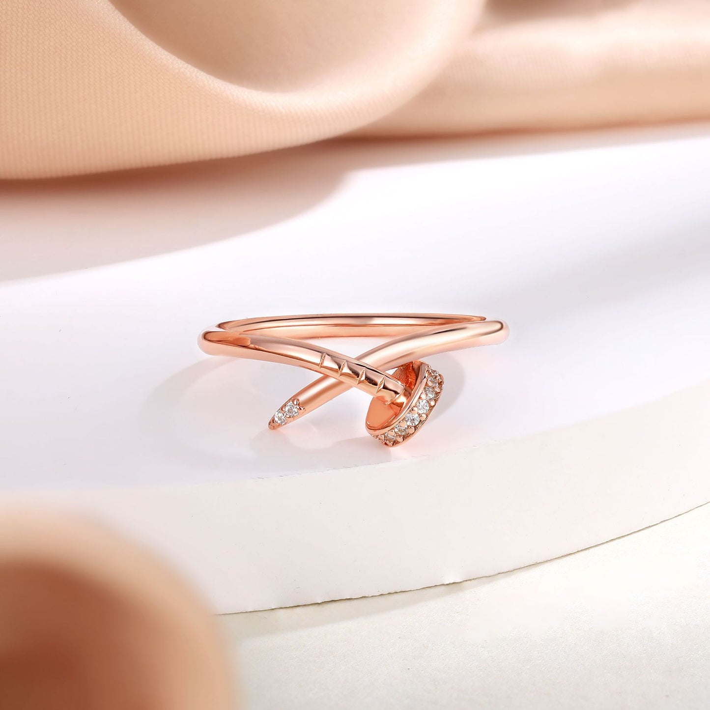 Simple Rose Gold 925 Silver Ring Women's High Sense Fashion Ring