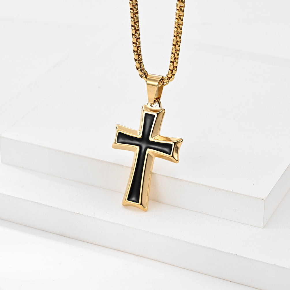 Cross-Border European American Style Titanium Steel Cross Pendant