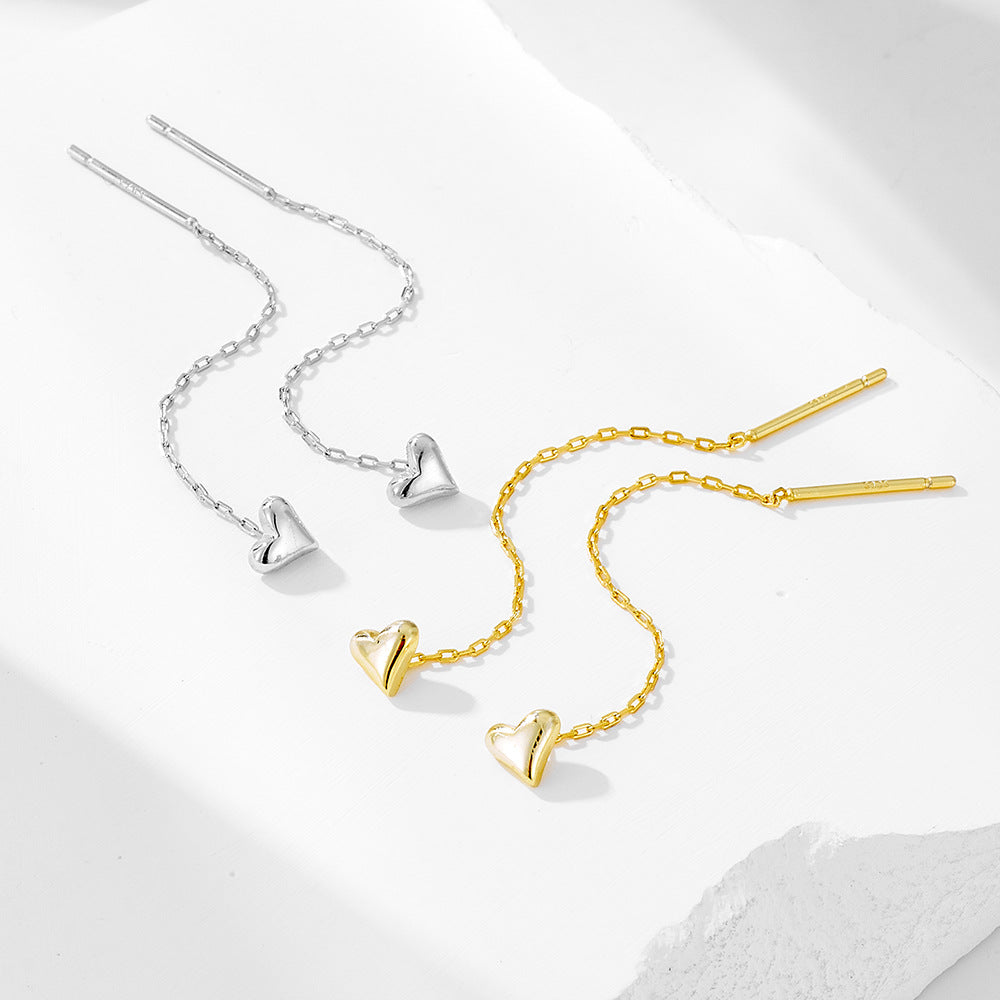 Planderful Heart Shaped Love Earrings For Women Long Fringe Chain Zircon Luxurious Accents