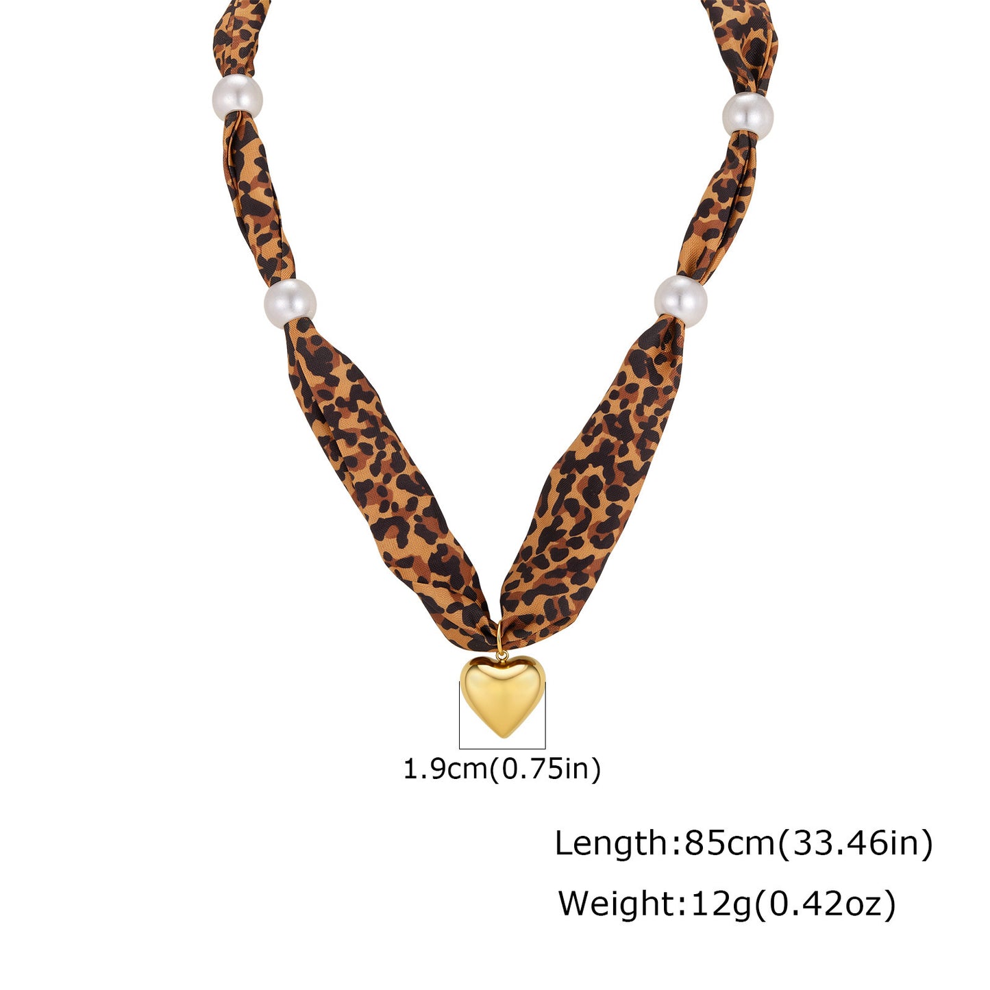 Maillard Leopard Print Silk Scarf Women's Stainless Steel Imitation Pearl Sunflower Design Necklace