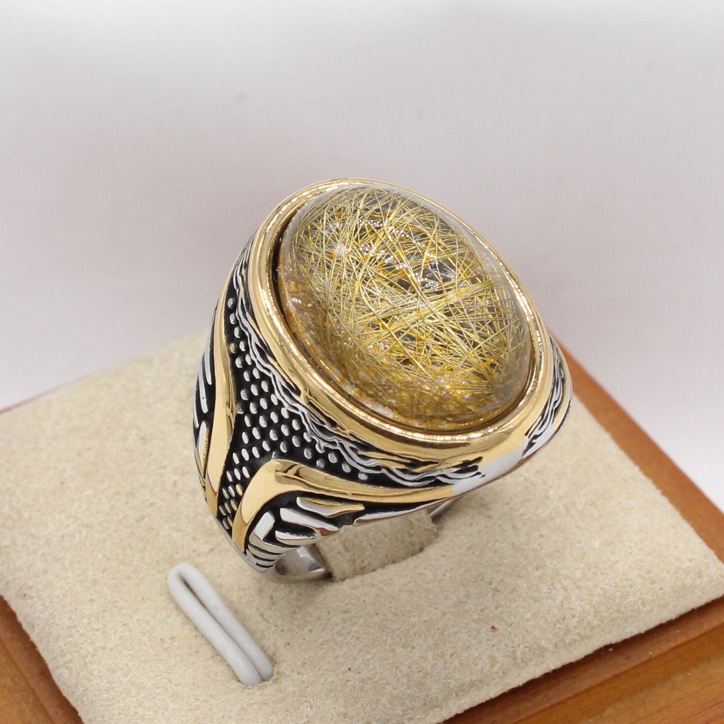 Planderful Jewelry Crystal Stone Ring Steel Ring In Retro European American Style For Everyday Wear