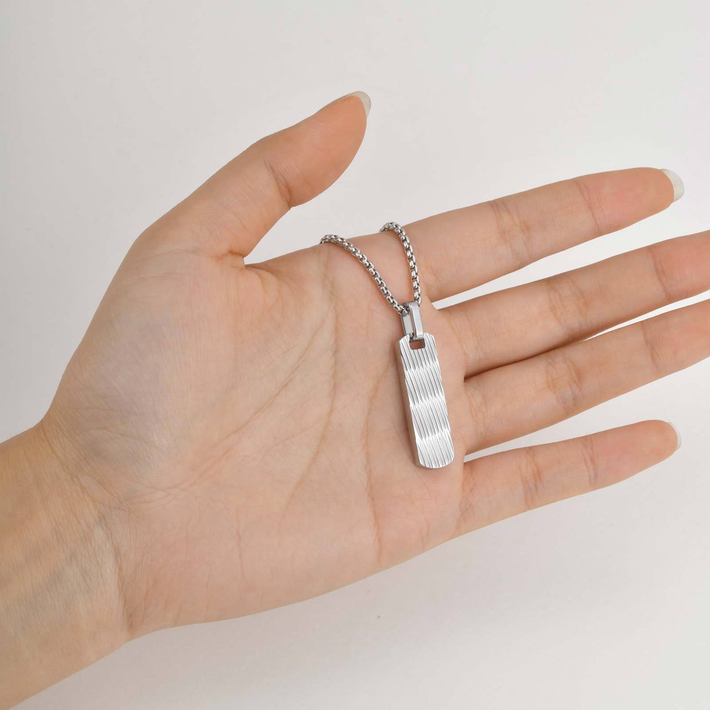 Europe – America – Stainless Steel Batch Flower Geometric Small Square Brand Pendant Necklace