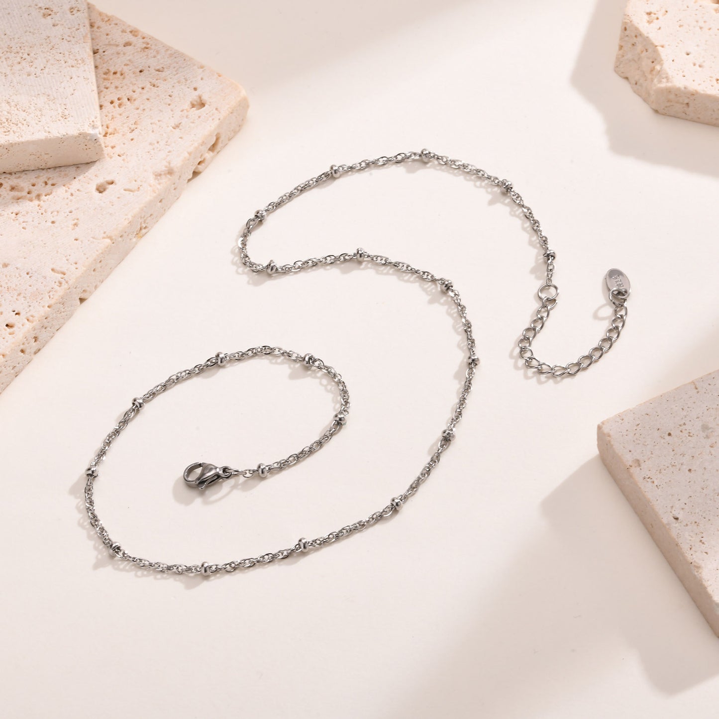 Stainless Steel Water Wave Bead Chain Necklace Titanium Steel Clavicle Chain
