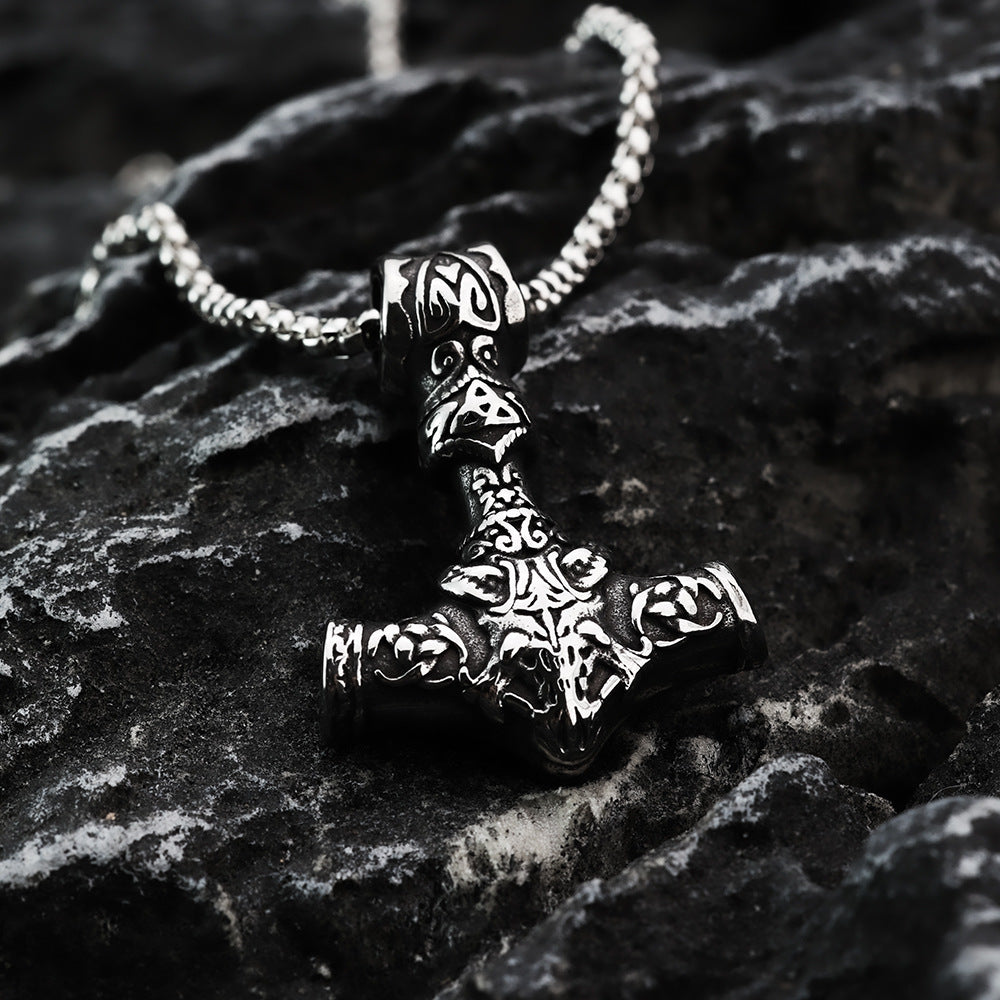 Planderful Viking Rune Pendant Necklace Stainless Steel Long Mens Fashion Jewelry For Trendsetters