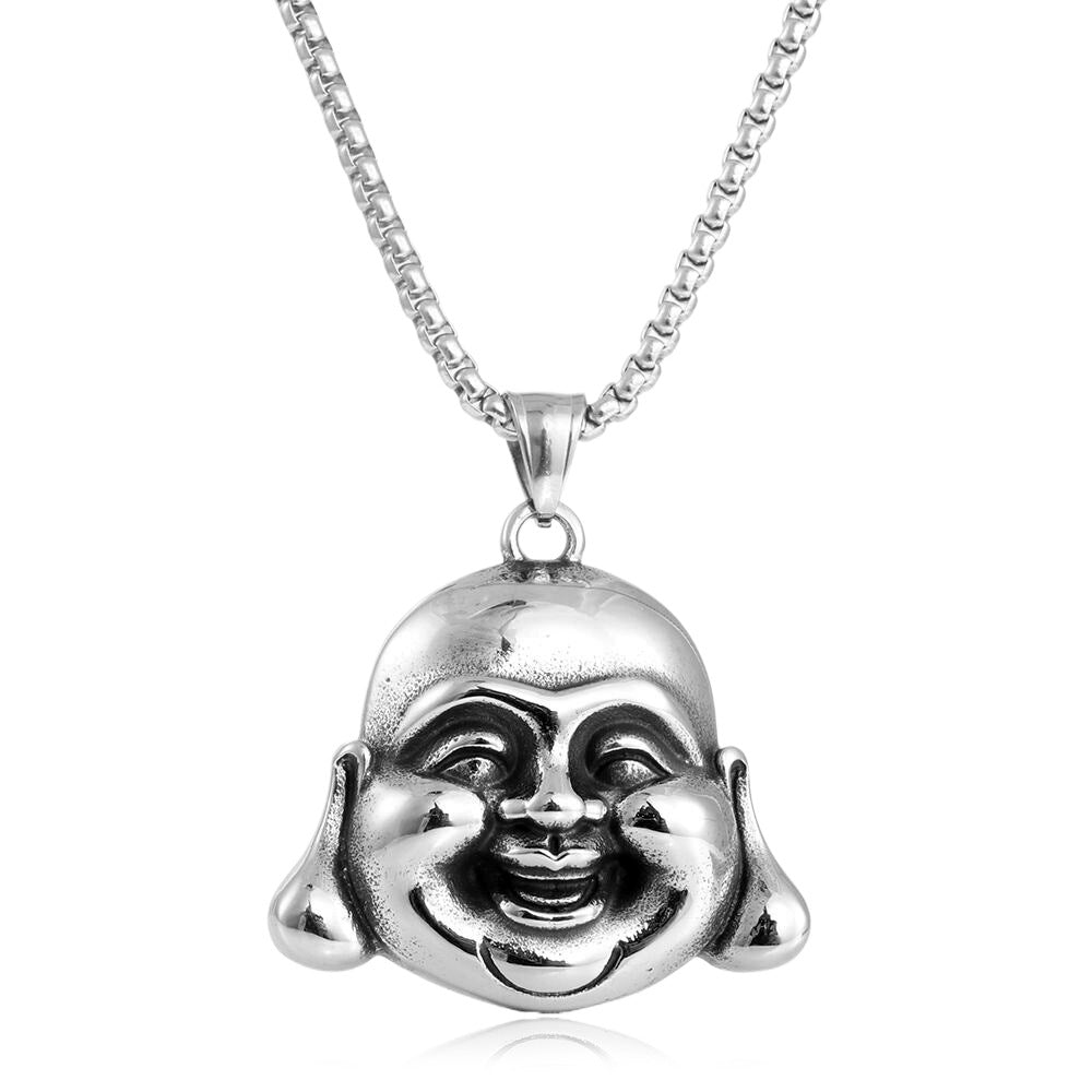 European And American Stainless Steel Buddha Pendant Necklace