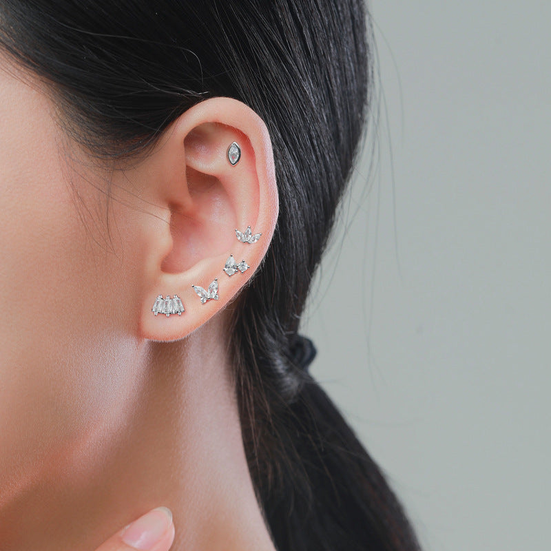 925 Sterling Silver Geometric Zircon Earrings