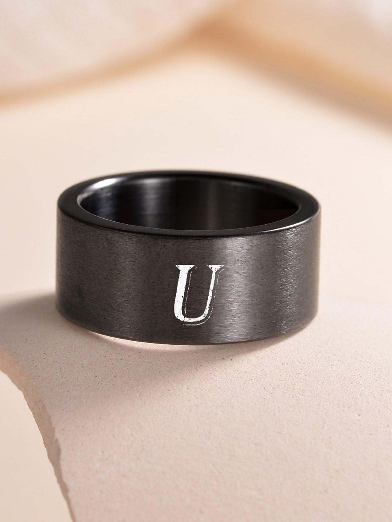 Planderful Everyday Genie Fade Resistant Stainless Steel Letter Ring For Men And Women