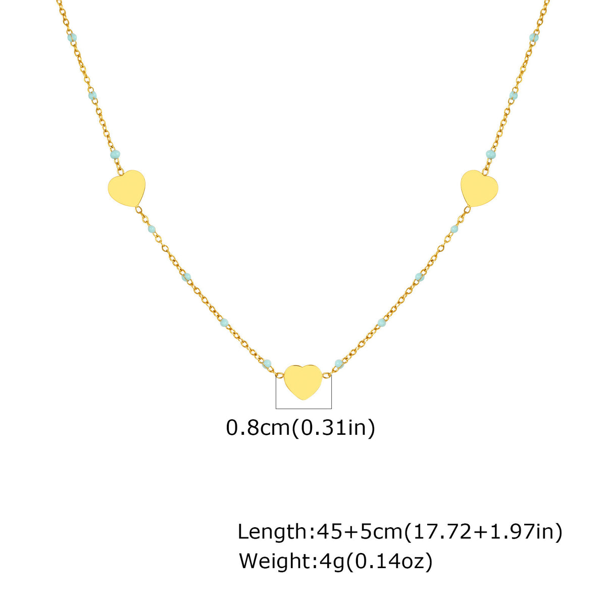 Ladies Clavicle Chain Stainless Steel Flat Cross Chain Full Light Blank Heart Drop Blue Necklace