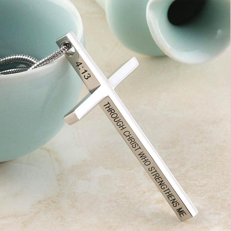 Planderful Stainless Steel Cross Necklace For Men With Textured Snake Chain Durable Everyday Gift