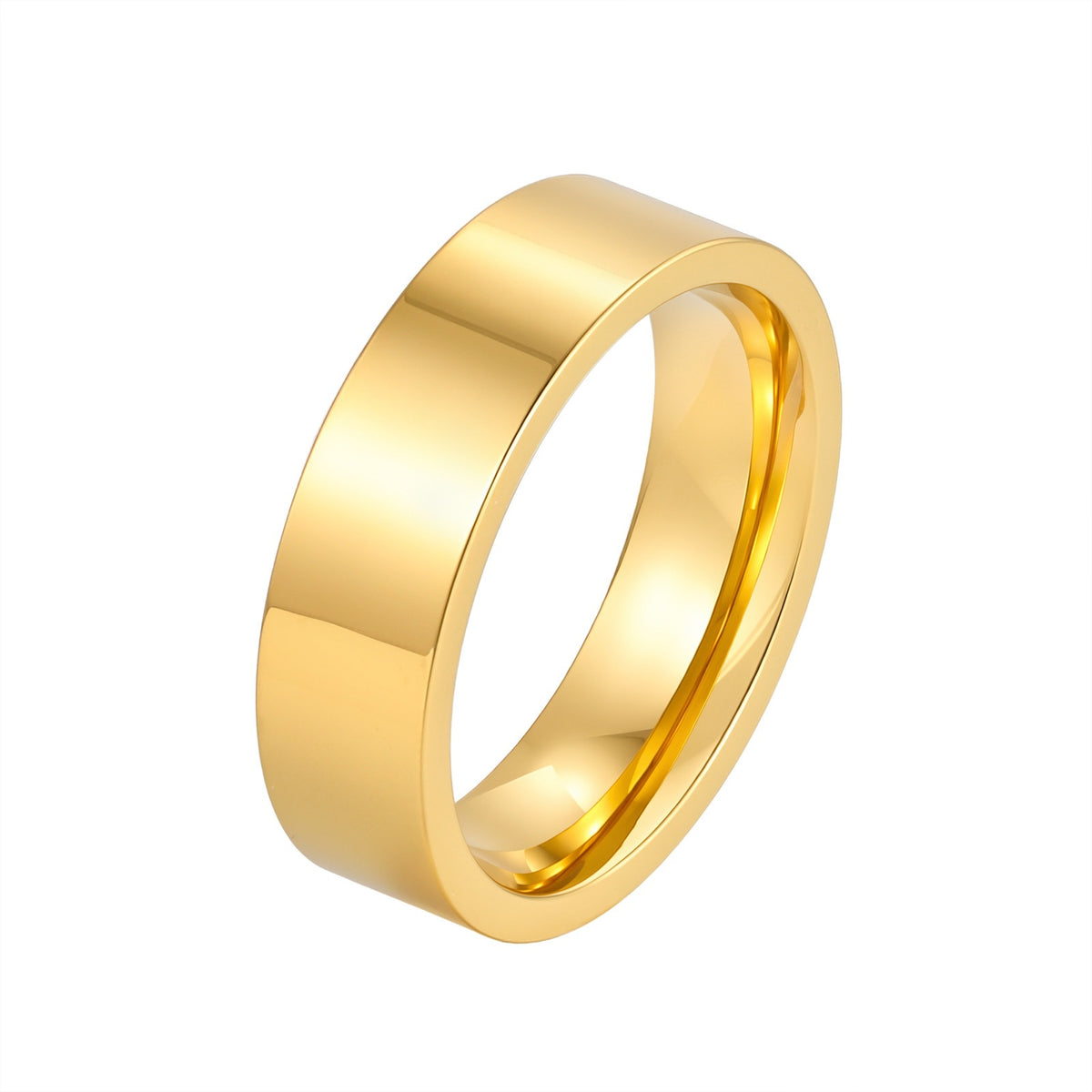 Flat Stainless Steel Ring Glossy Neutral Plain Couple