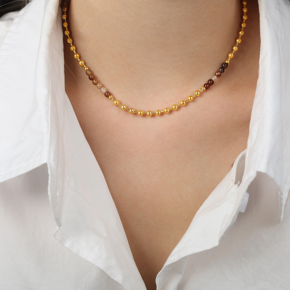 Golden Aura Handmade Beaded Necklace - Everyday Genie Collection