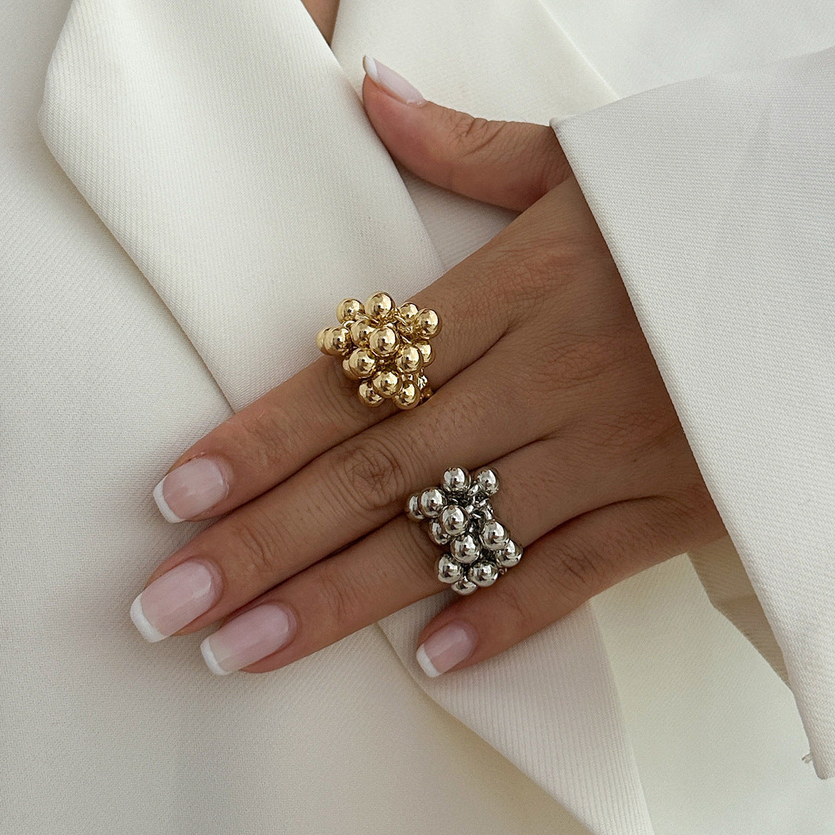 Planderful Collection Vienna Verve Statement Flower Ring Three Dimensional Beaded Metal Jewelry For Trendsetting Women