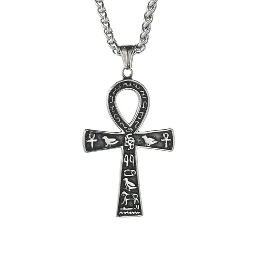 Planderful Everyday Genie Unisex Cross Necklace Egyptian Cross Pendant Steel For Men And Women Durable