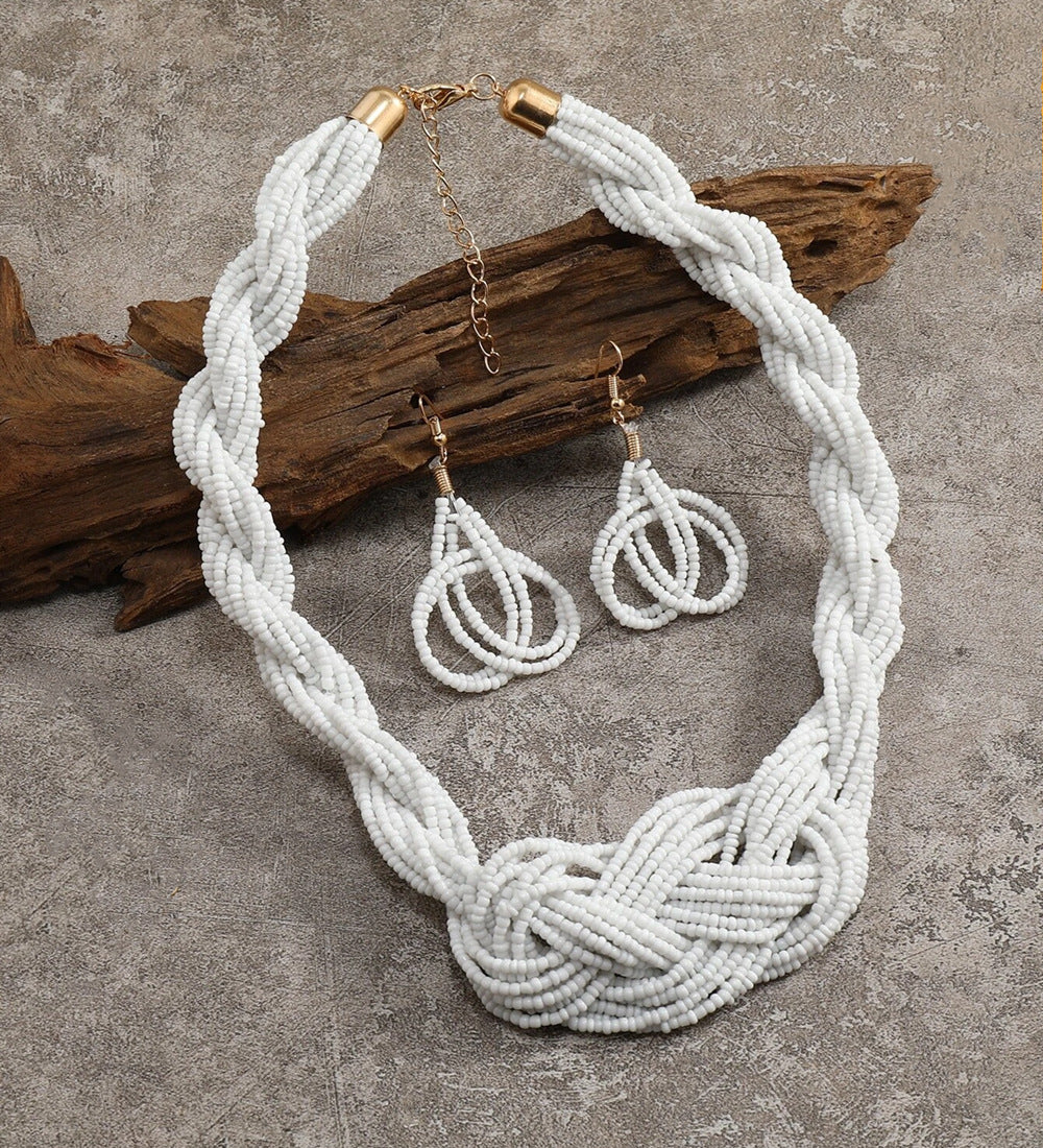 Chinese Knot & Rice Bead Necklace Set - Planderful Collection - Savanna Rhythms