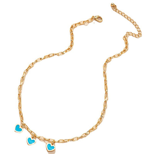 Dazzling Glazed Light Blue Love Necklace - Vienna Verve Collection