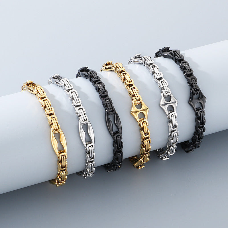 Lip Chain – Byzantine Emperor Chain Layered Pig Nose Titanium Steel Bracelet
