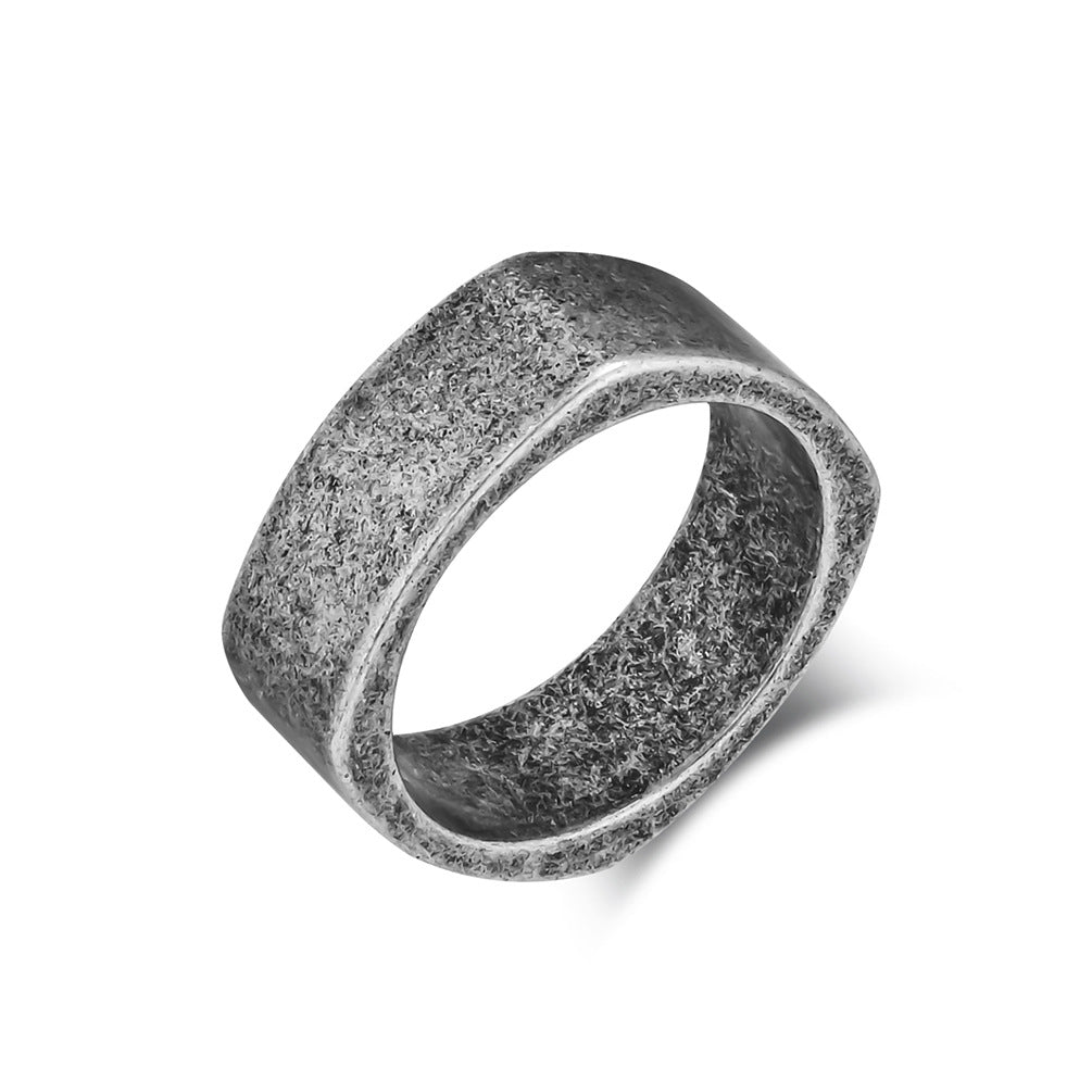 INS Neutral Simple Square Titanium Steel Ring for Men