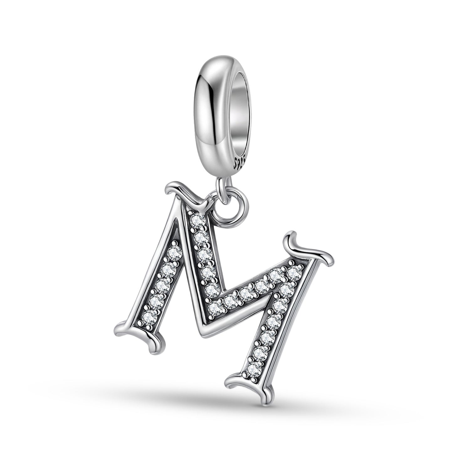 Planderful Jewelry 26 Letter Sterling Silver Pendant With Zircon Inlays Necklace