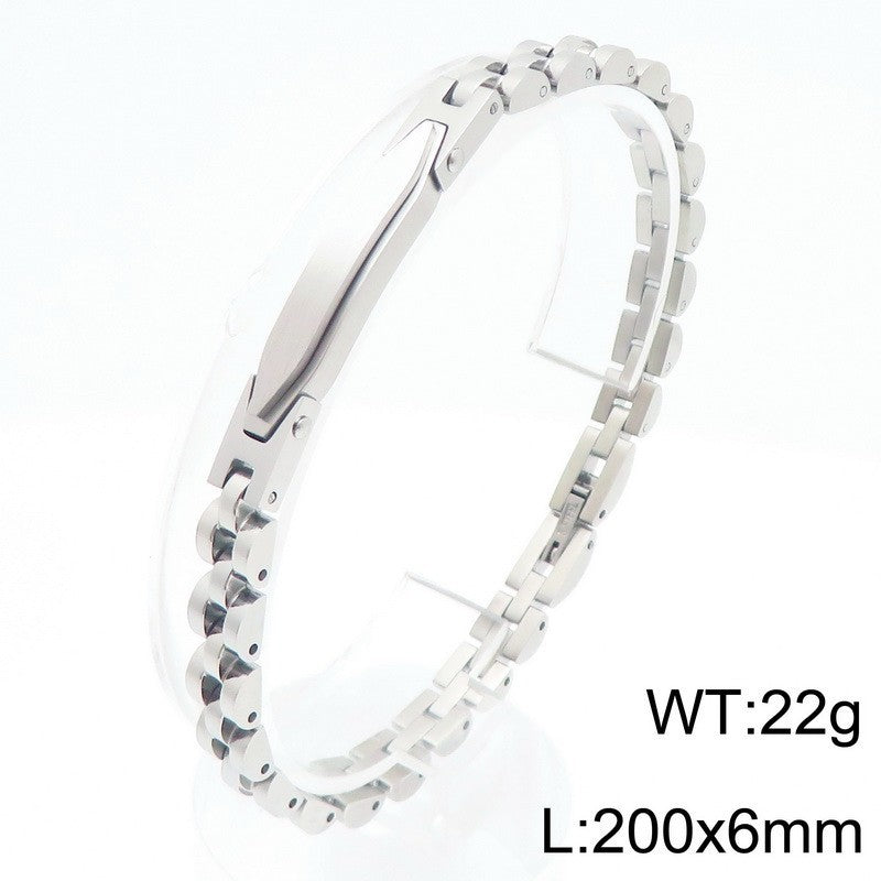 Couple Bracelet – Japan & South Korea 6mm Curved Bar Strap Chain Titanium Steel Unisex