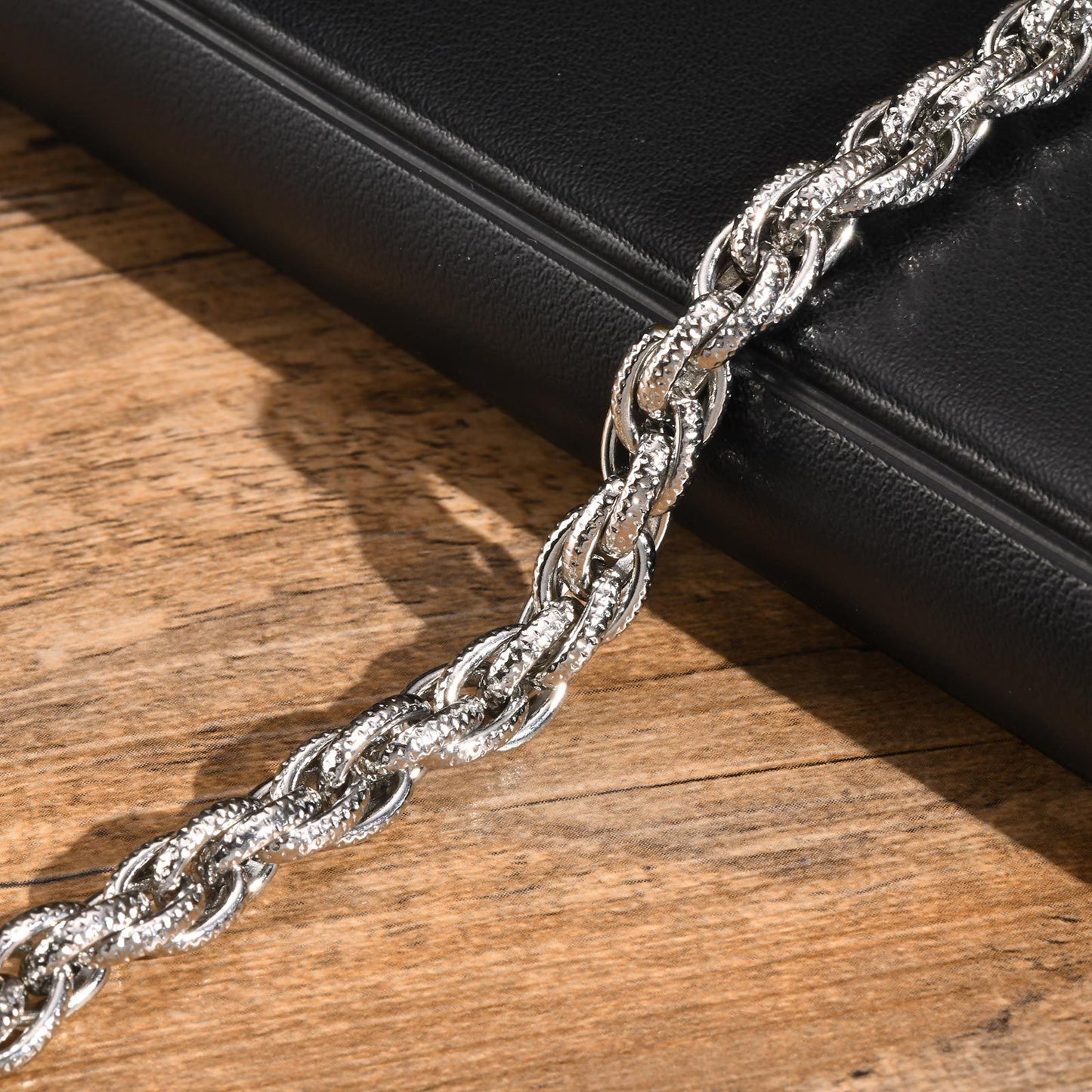 Stainless Steel Twisted Twist Chain Bracelet Vintage Grey Men's Jewelry