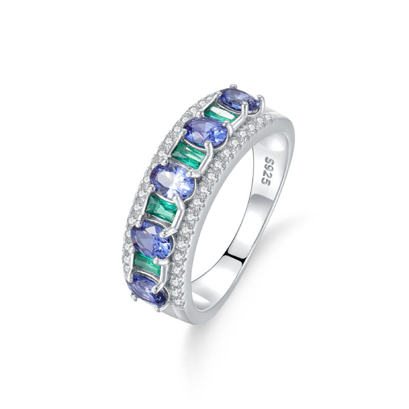 Explosive Ring Sapphire S925 Sterling Silver Opal Set
