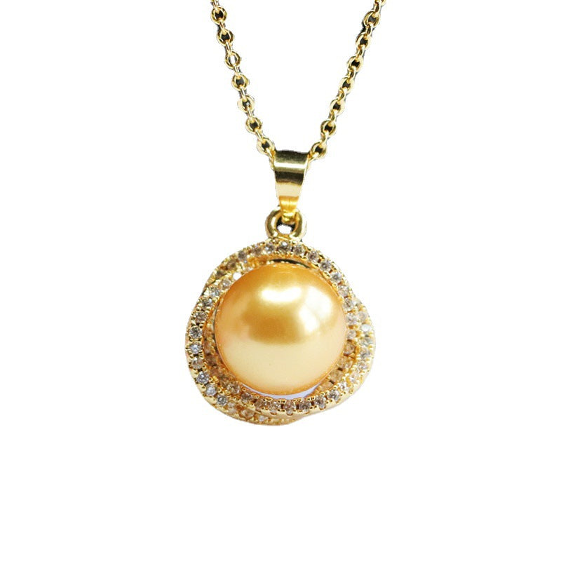 Champagne Shell Pearl Nest Pendant — No Chain