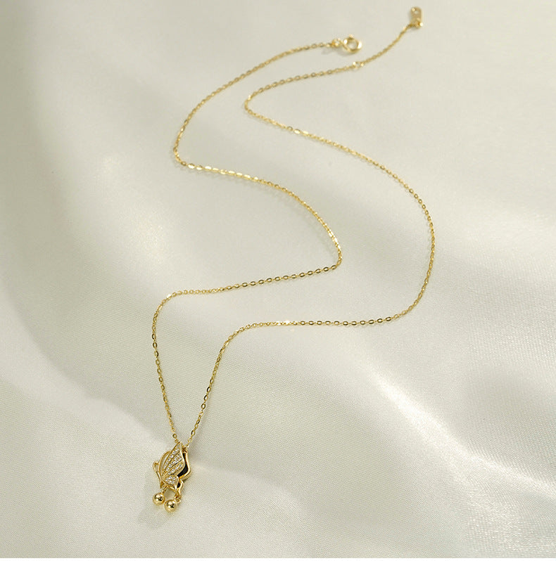 Korean Version Ins Wind S925 Silver Necklace Women's Butterfly Pendant Luxury Collarbone Chain