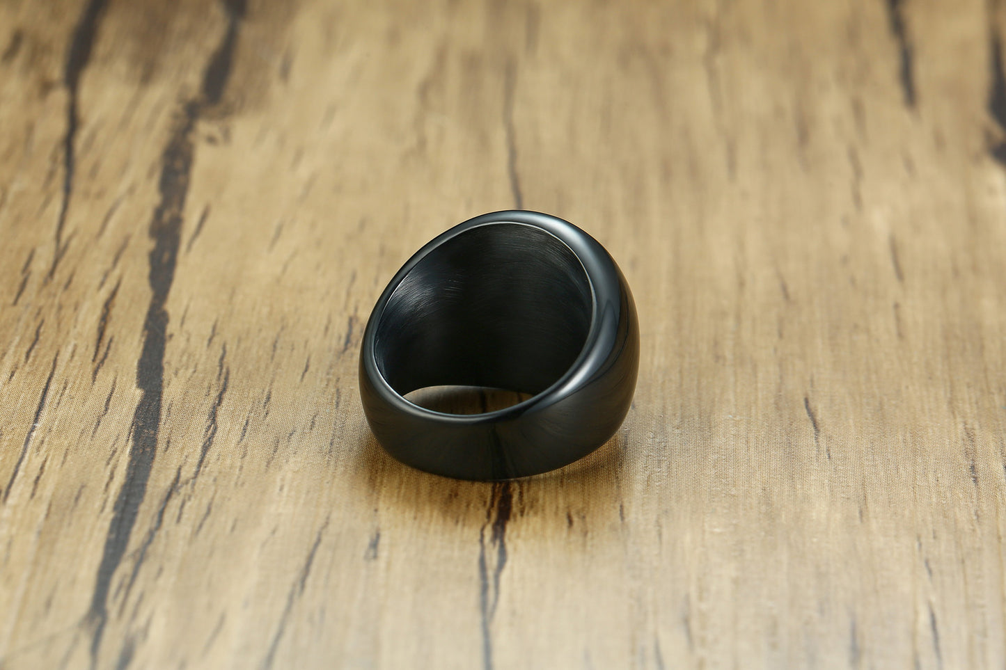 Men Rings Stainless Steel Round Ring Black Gold Wholesale