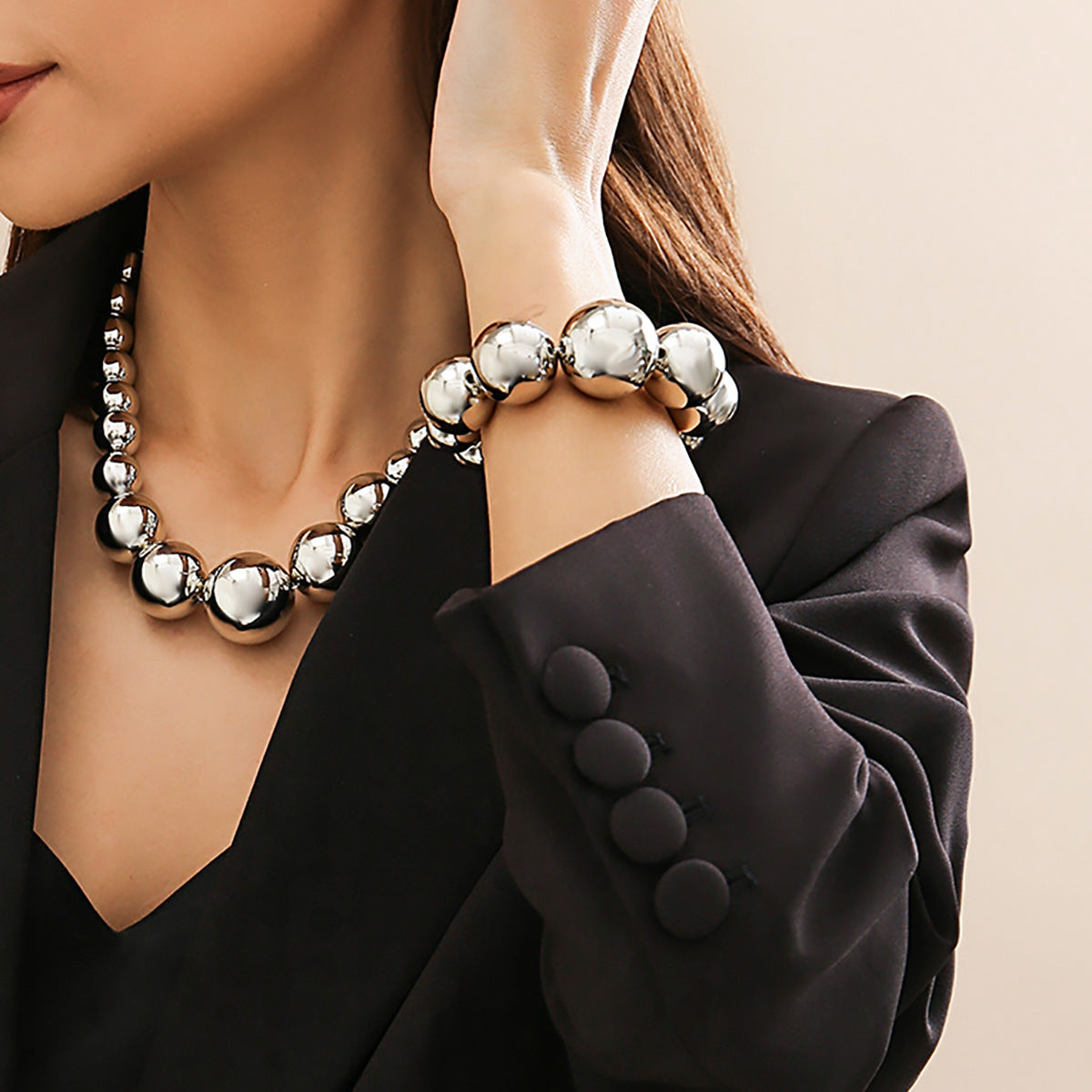 Punky Chain with Beaded Collar Necklace