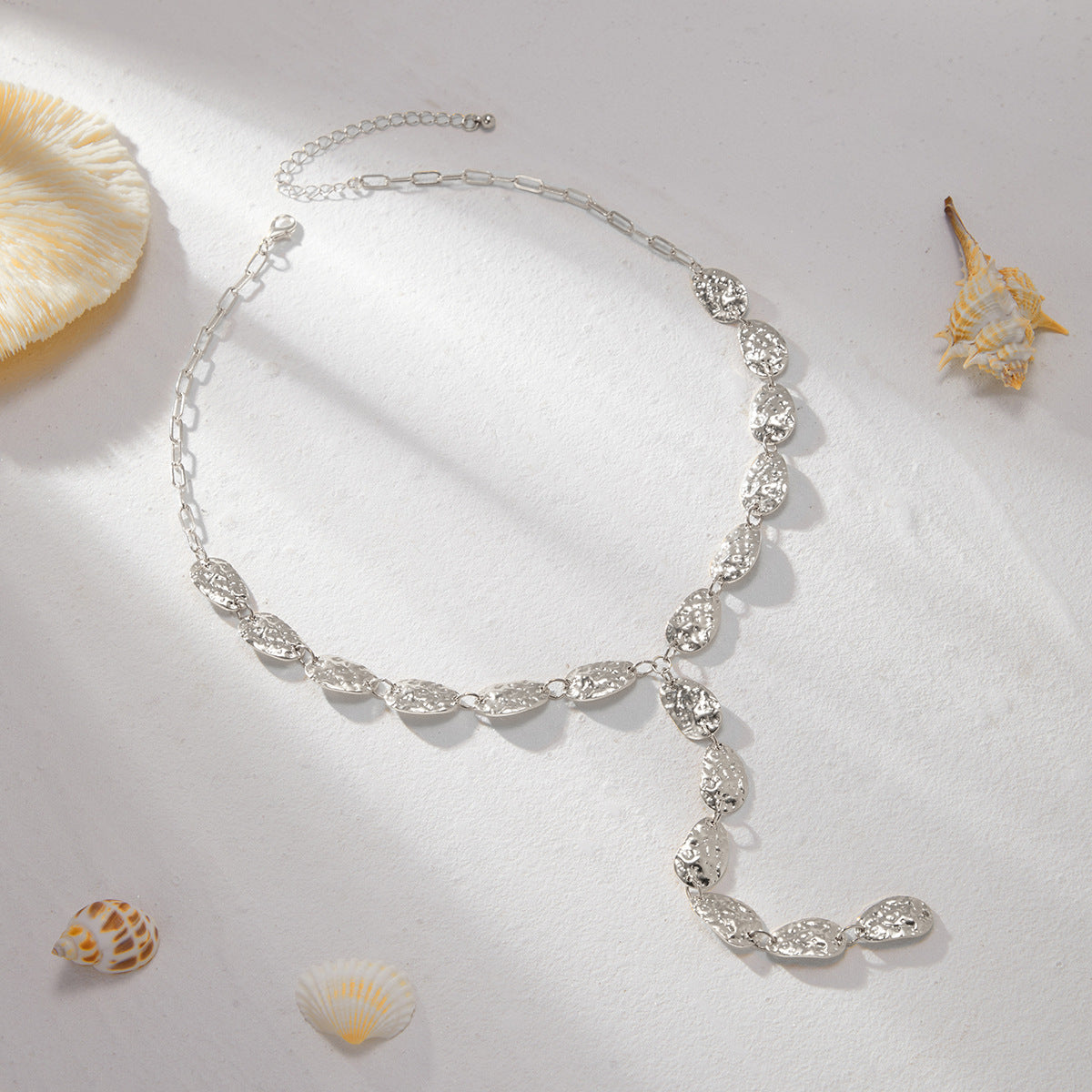 Hammered Irregular Y-Shaped Necklace