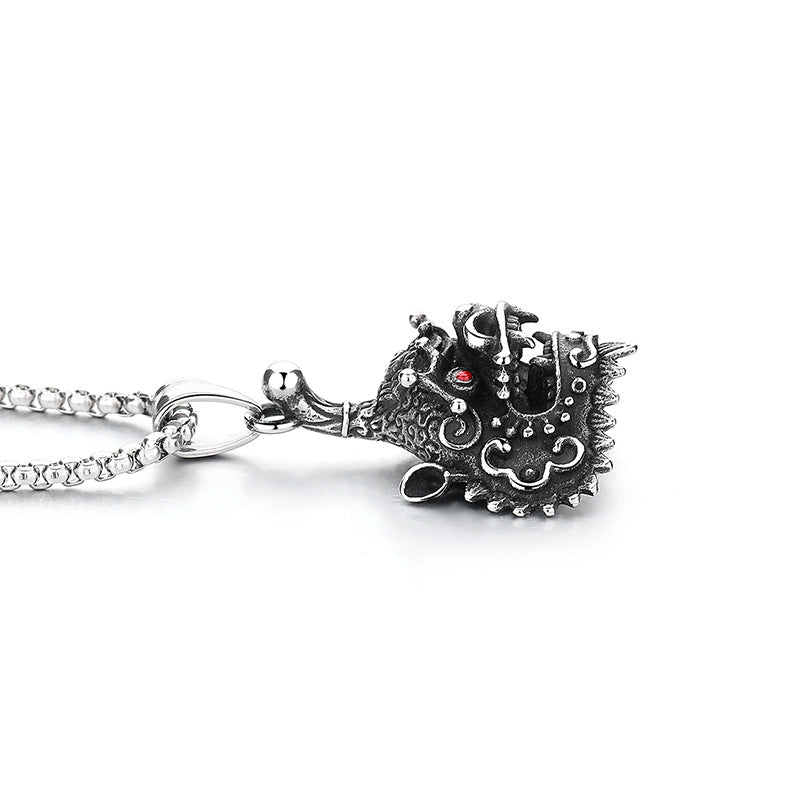 Steel Necklace - Elegant Ethnic Style With Unicorn Tiger Lion Motifs Traditional Culture Planderful
