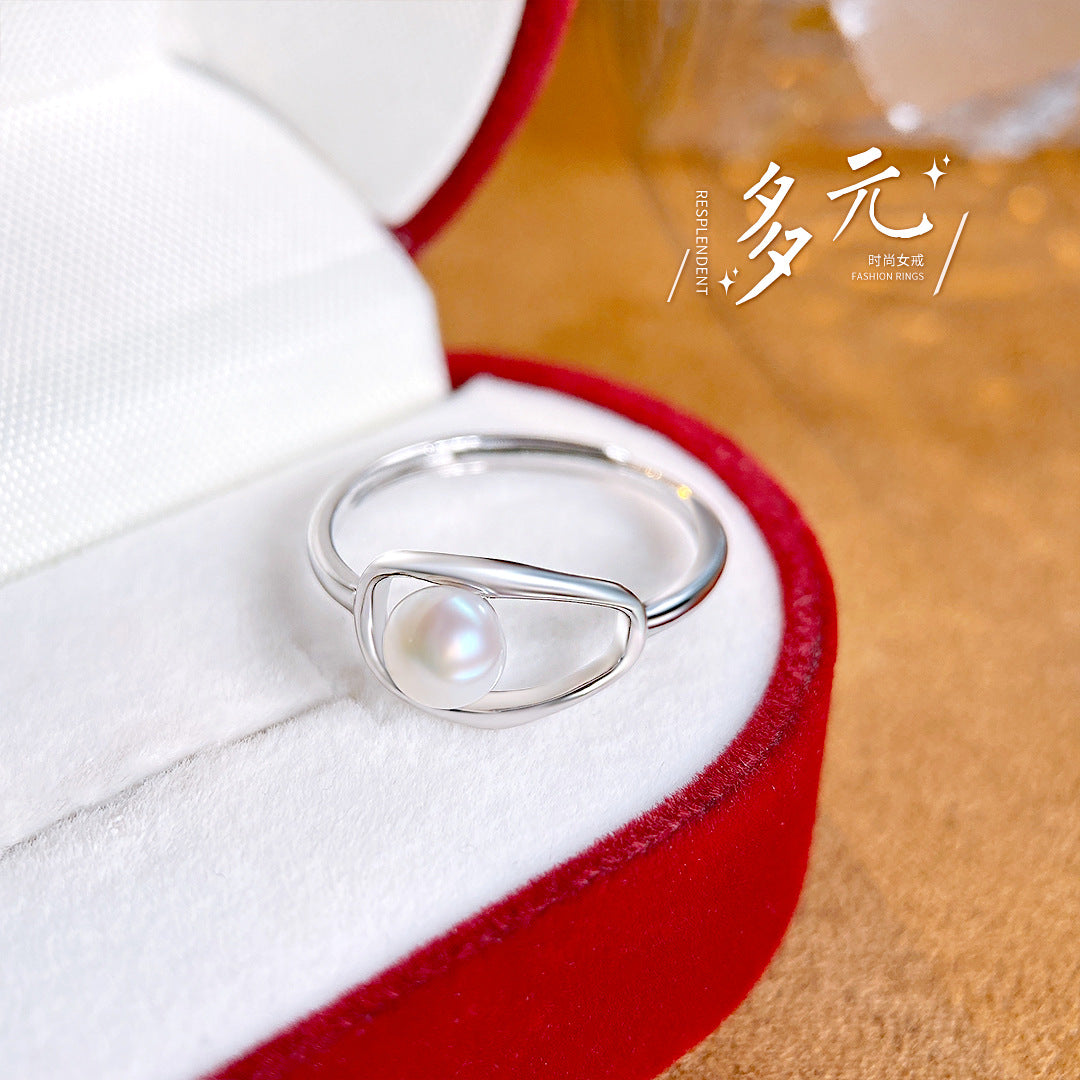 Pearl Cat S925 Sterling Silver Ring