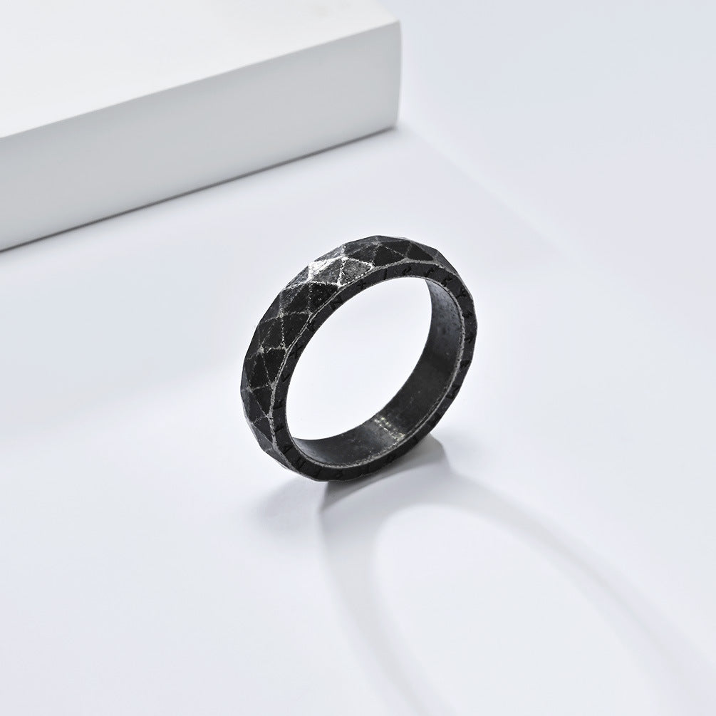 Titanium Steel Ring For Mens Nordic Retro Rhombus Viking Text Design Planderful Everyday Genie