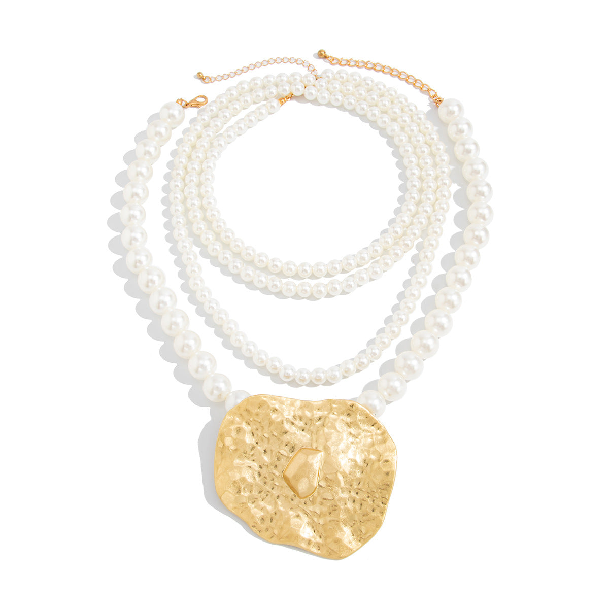 French Pearl & Sculptural Leaf Layered Necklace