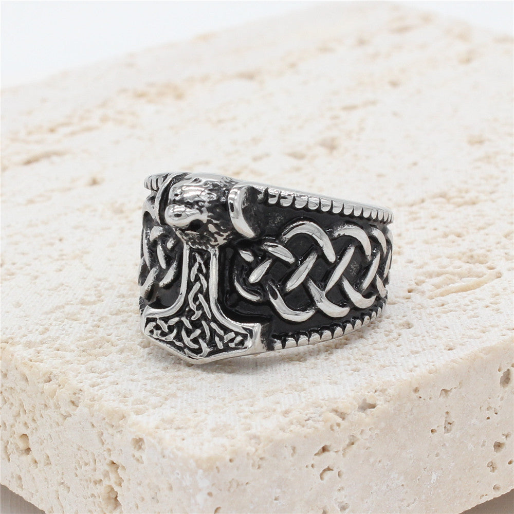 Planderful Personalized Retro Viking Titanium Steel Ring For Men And Unisex Protection Symbol