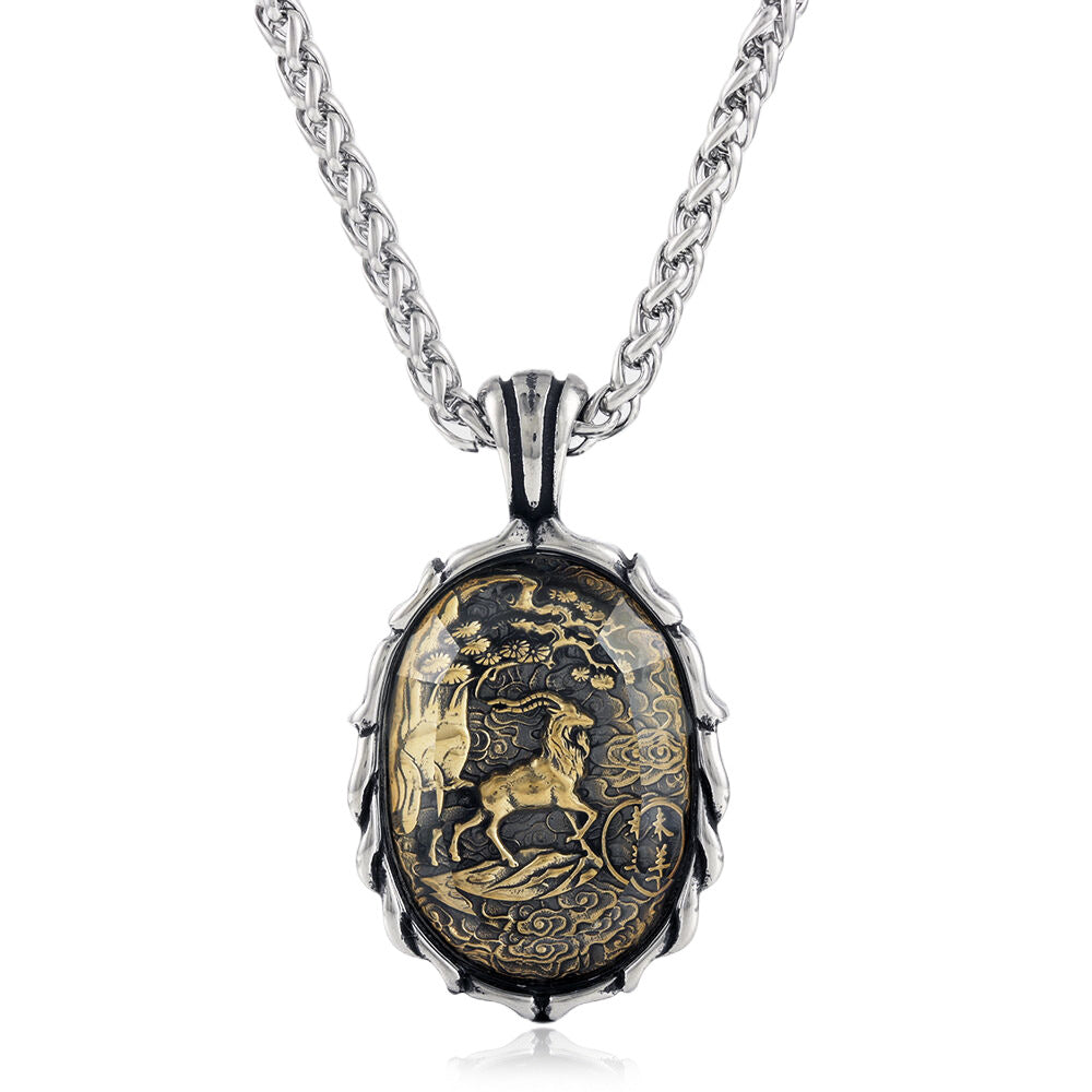 European And American Titanium Steel Animal Zodiac Pendant