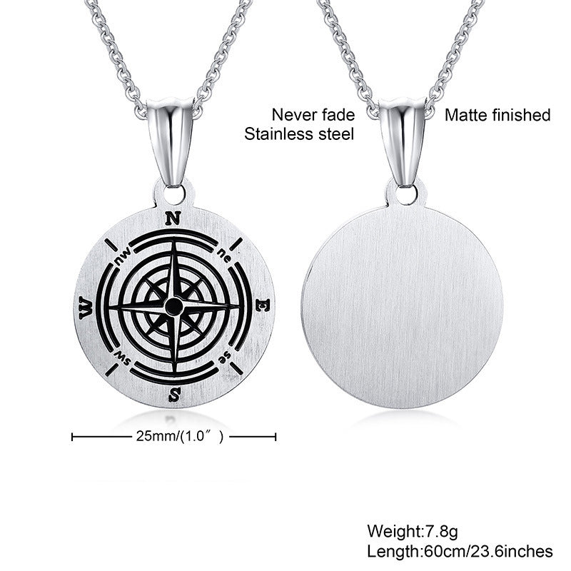 Scripture Compass Stainless Steel Pendant