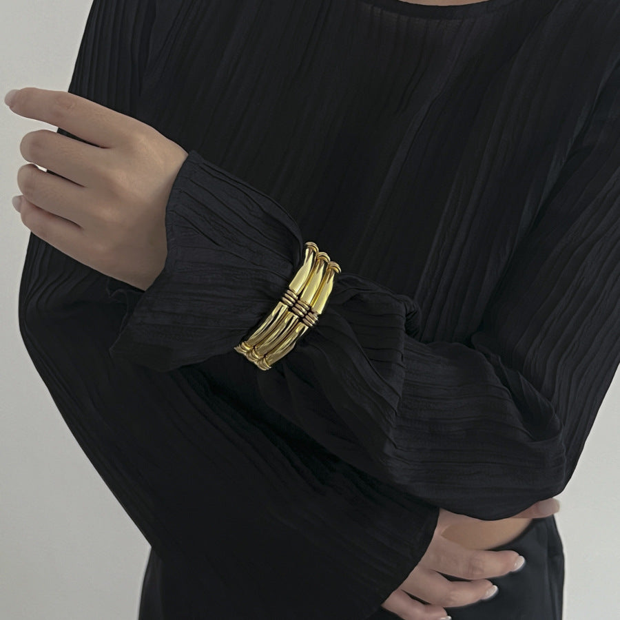 Planderful Vienna Verve Retro Beaded Elbow Bracelet Set For Women Geometric Statement Jewelry
