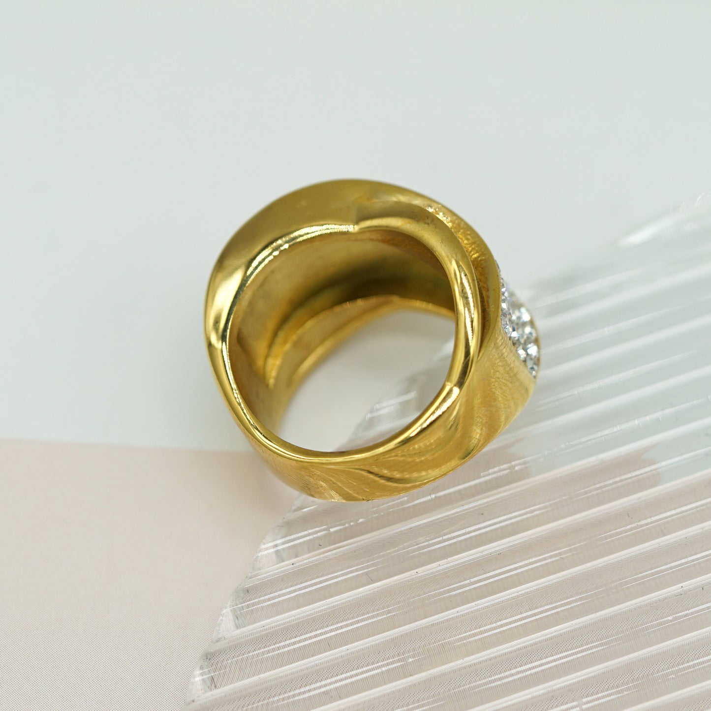 Planderful Everyday Genie 18K Gold Plated Zircon Ring For Women Light Luxury Fashion Jewelry
